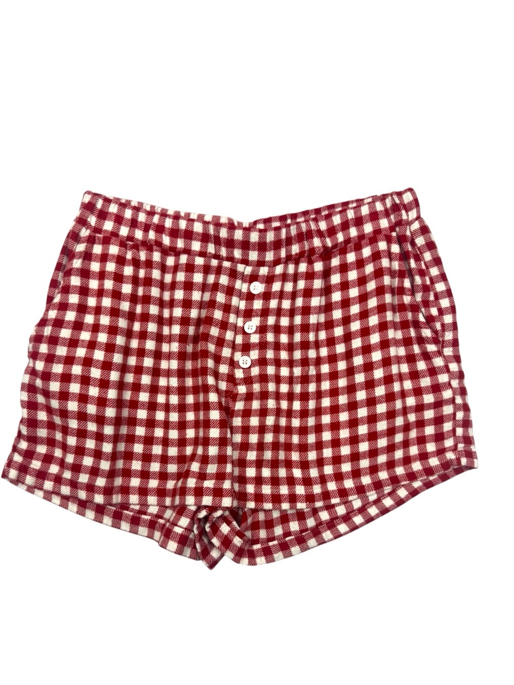 Free Haven red white gingham flannel soft shorts sz M